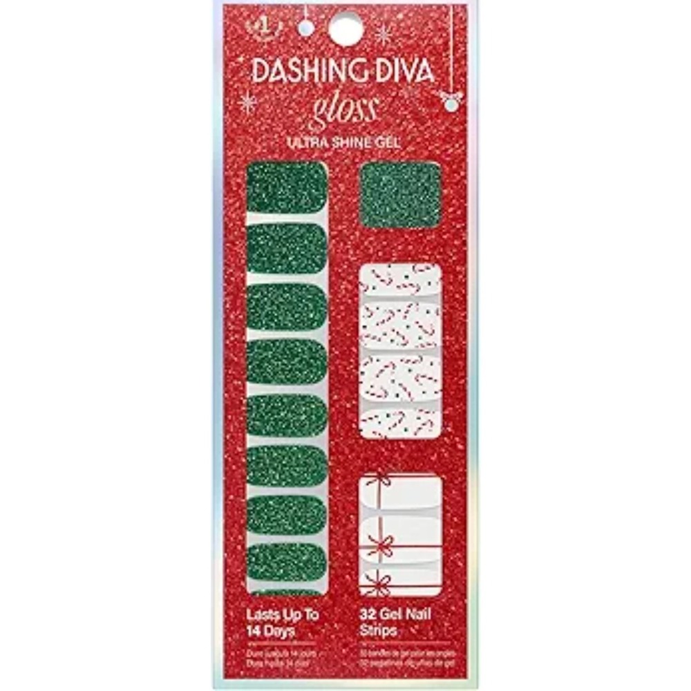 Dashing Diva Gel Nail Strips big red bow Glitter Shiny Effect